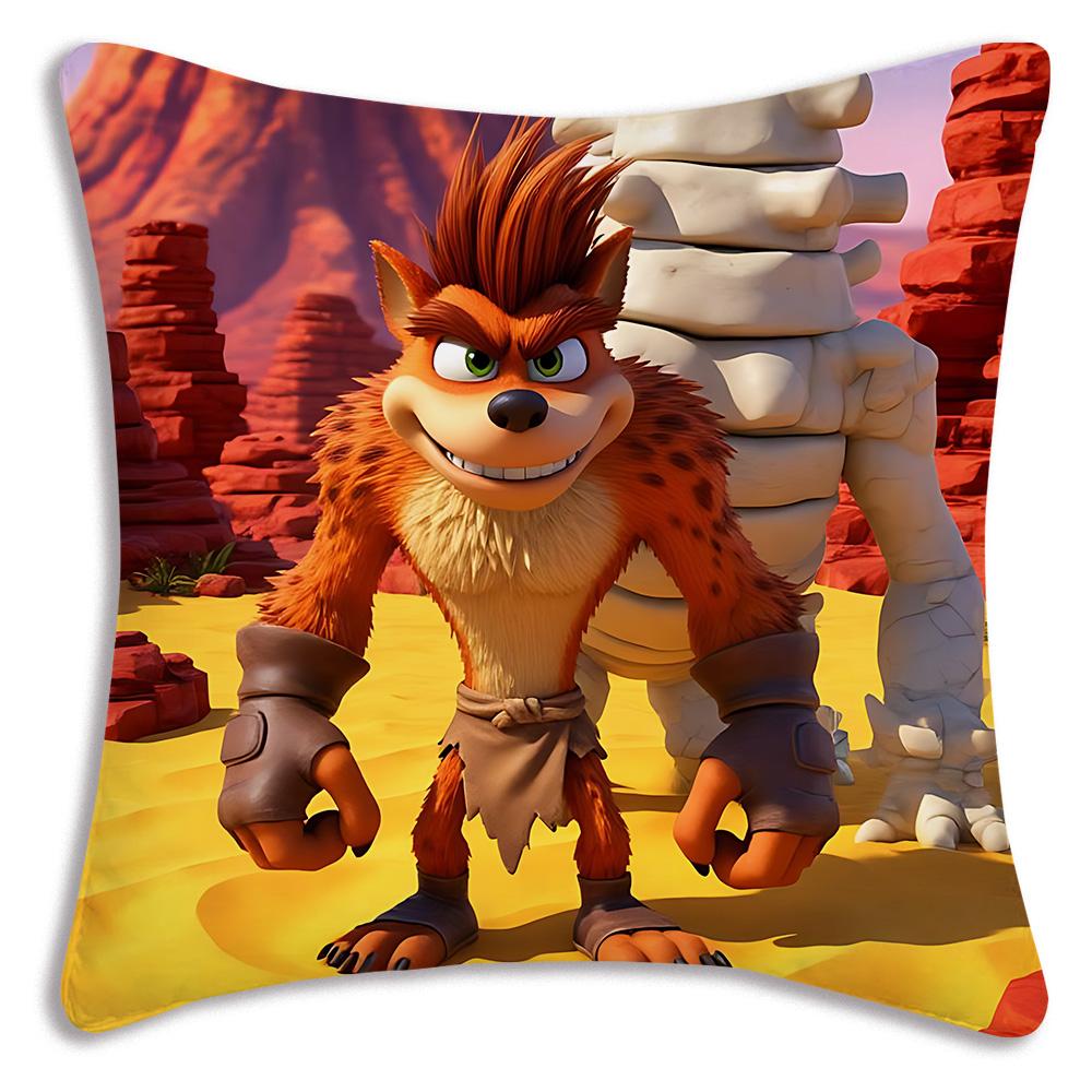 Cartoon Crashs B-Bandicoots Pillow Covers Cartoon Sofa Decorative Home Double-sided Printing Short Plush Cute Cushion Cover