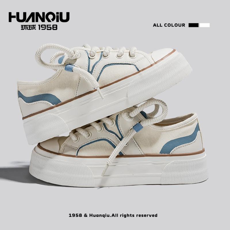 Глобальные холщовые туфли на платформе для увеличения роста 22 весна и лето новые повседневные студенческие мягкие милые маффины повседневные кеды 35