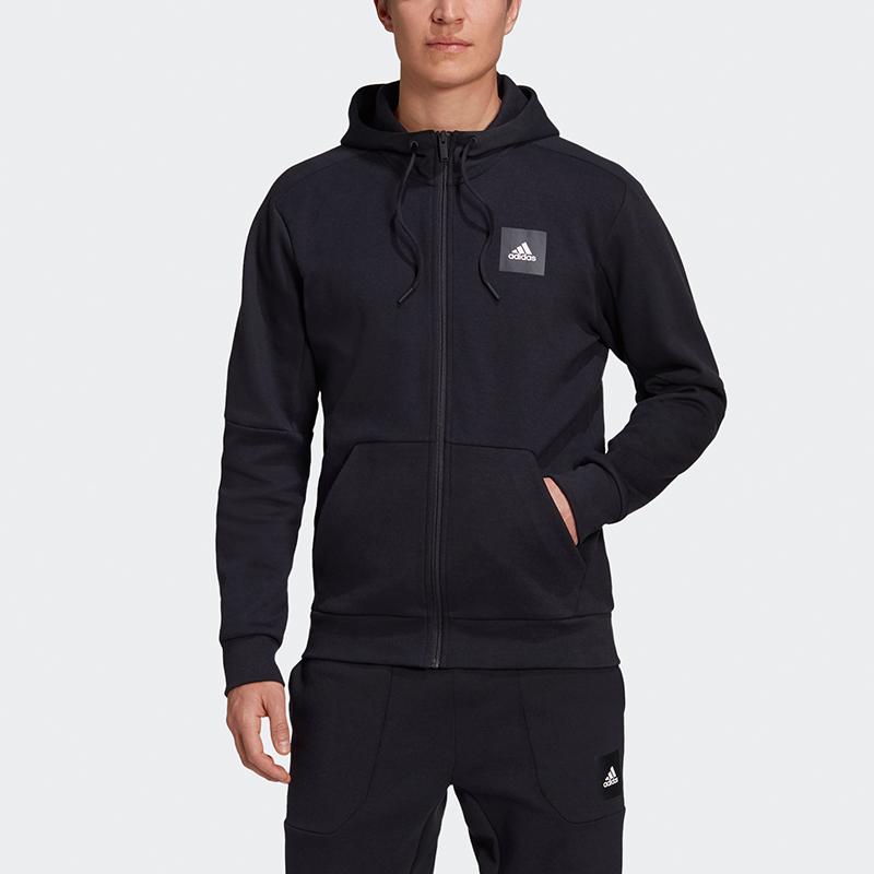 Adidas Mhs Fz Sta Hooded Knit Jacket Men Jacket Black FR7158