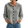 Cardigan da donna con cappuccio in maglia a trecce colorato con chiusura a bottoni per autunno inverno