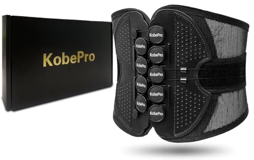 

KobePro Lumbar Support Belt, Authentic [Recommended by Chiropractors] Lumbar Corset with Strong Support, Breathable Mesh, 9-Piece Pulley System, Labor