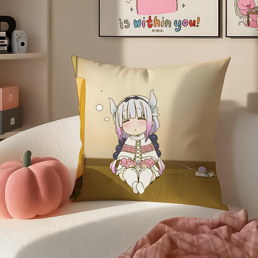 Miss Kobayashis Dragon MaidB Anime Cushion Cover Pillowcase Short Plush Invisible zipper Room Sofa Cushion Cover