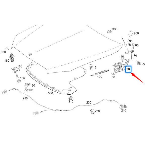 2058800828/2058800928 - Mercedes-Benz C-Class W205 Hood Hinge