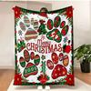 Merry Christmas Blanket Christmas Tree Gingerbread Man Red Flannel Blanket for New Year Christmas Gift for Family Nana Mon Dad