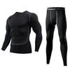 Conjunto de Roupa Esportiva Masculina Respirável de Secagem Rápida - Ajuste Próximo, Manga Longa Camada Base para Corrida e Treinamento ao Ar Livre.