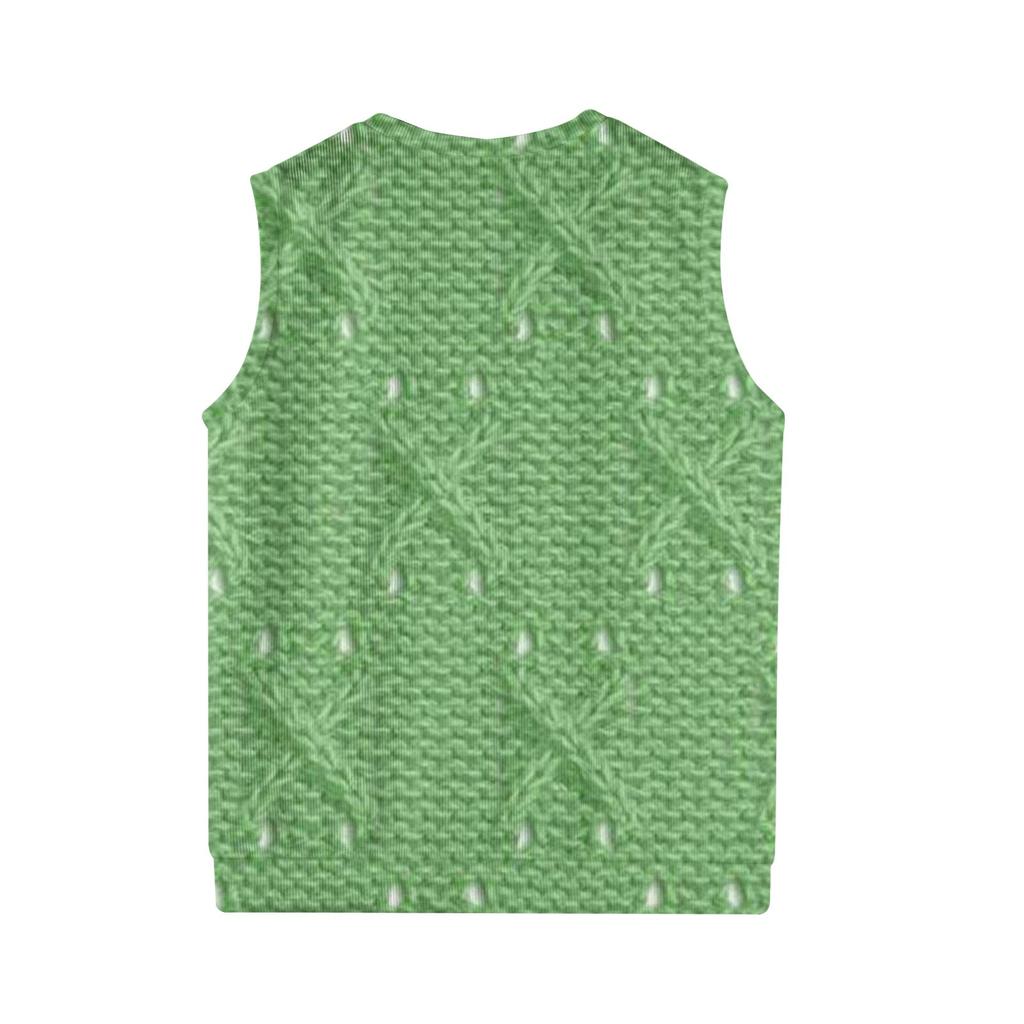 Maglione lavorato a maglia senza maniche con scollo a V stampato alla moda da uomo