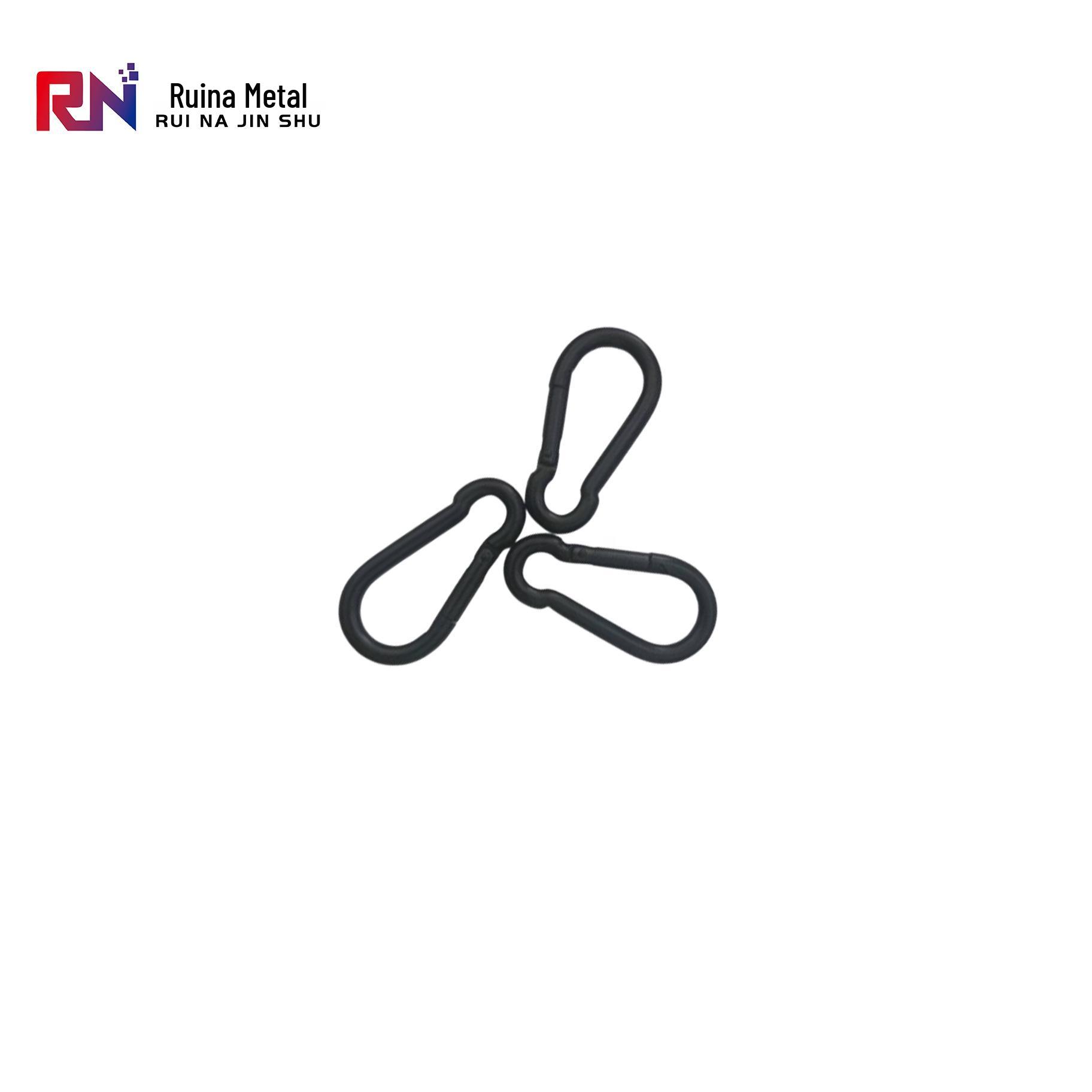 Pure Black Electrophoretic Carabiner with Spring Lock Zinc-Plated for Hammock & Yoga Hook M4