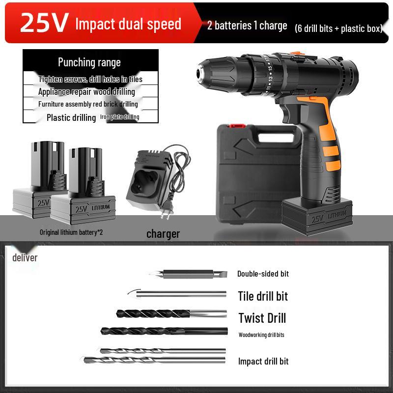 25V Cordless Electric Hand Drill with Lithium Battery