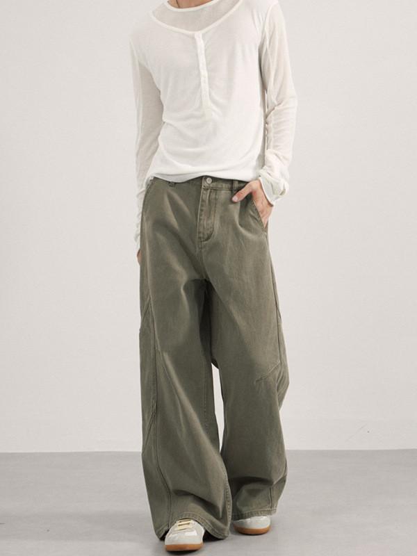 American Vintage Casual Pants With Solid Color For Men And Women