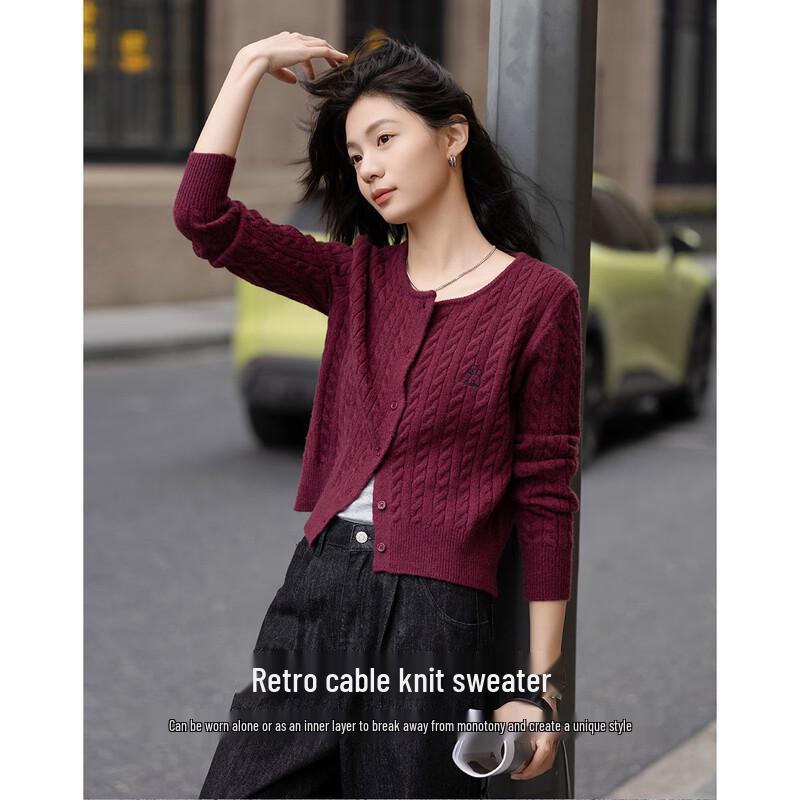 Demana Women's Miu College Embroidered Knit Cardigan