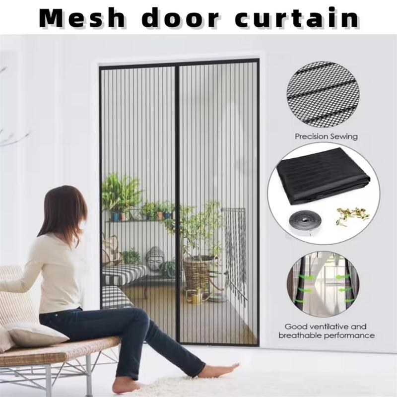 Perdea de Ușă din Plasă Moale Magnetică - Fără Filet cu Bandă Magnetică, Anti-Țânțari de Vară, Plasă Densă Brodată