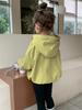 Autumn 2025 Korean Style Girls' Hooded Windbreaker Coat with Double Zipper