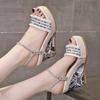 Fashion New Summer Fashion Wedge Heel Sandals Woman Bohemian Crystal Strap Platform Sandals for Women Thick Sole Non Slip Beach Slippers