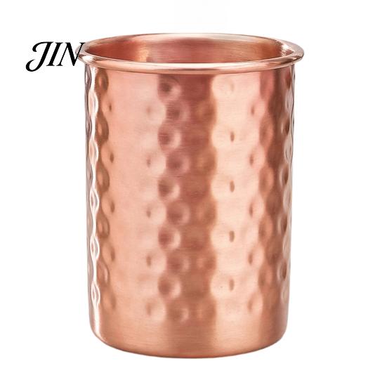 Hammered Stainless Steel Cup Cup, with Stable Base, Durable Stylish Beverage Reusable Drinking Glass, Easy Care Copper Finish Handcrafted Tumbler