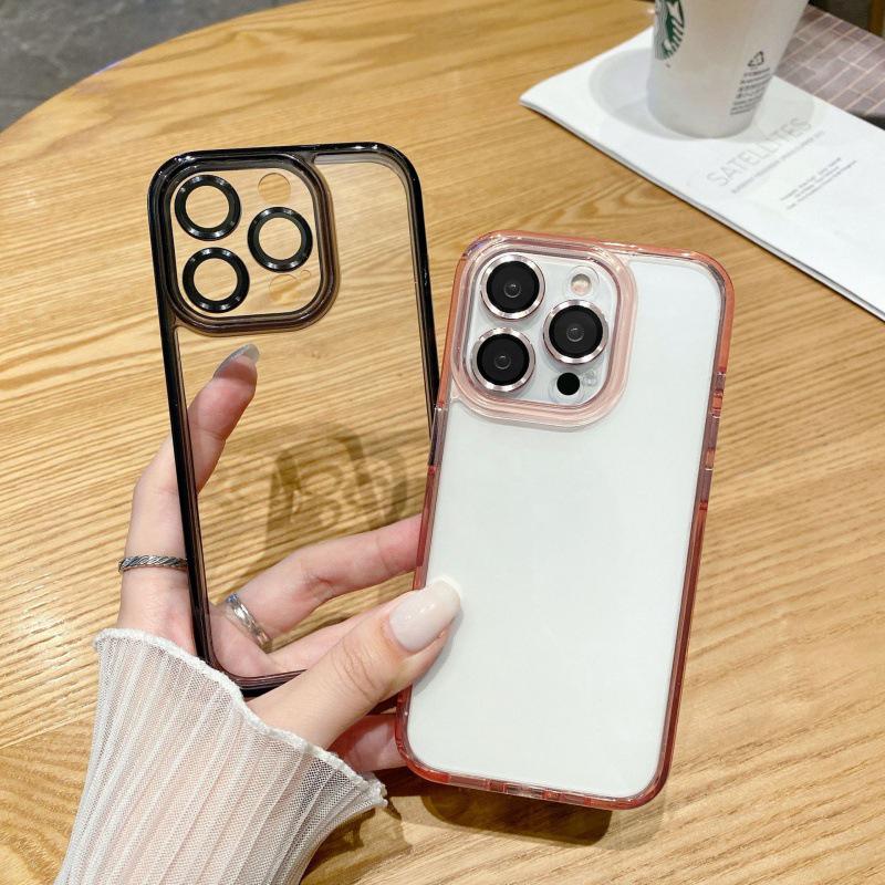 Przezroczyste etui z metalu i szkła w kolorze lodowego kryształu na obiektyw iPhone 15 Pro Max dla Apple 15 Pro - Pasuje do modelu 13.