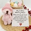 Mini Plush Bear Doll My Little Worry Bear Handmade Gift with Inspirational Card Pocket Bears Hug Plush for Graduation Colleagues Motivational Present