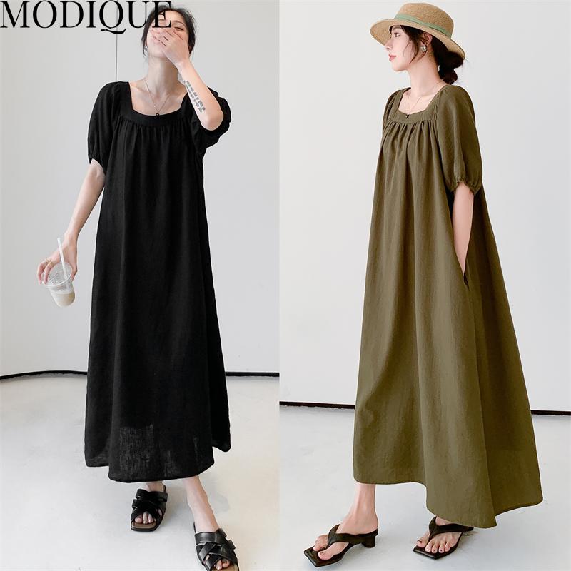 

MODIQUE, летнее платье больших размеров, новое женское свободное базовое платье трапециевидной формы в полоску зебры, длинное платье из двух частей, женское повседневное хлопковое платье оверсайз с короткими рукавами и круглым вырезом