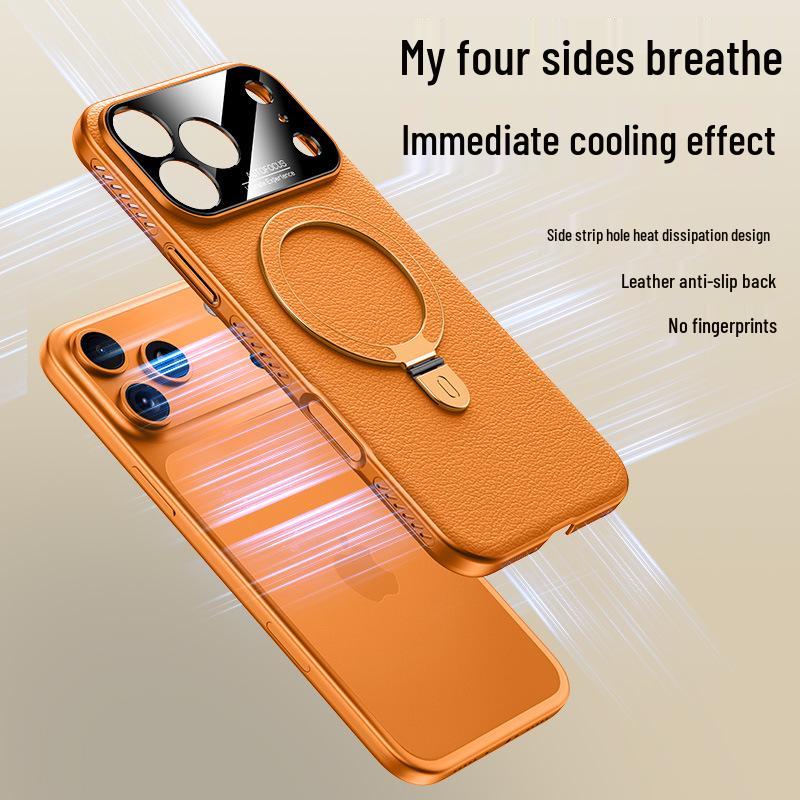 Apple 17 Pro Max PU-Lederhülle mit Ständer, Wärmeableitung & Magnetischer iPhone 17 Linsenschutz für Paare