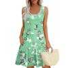Women's Summer Casual U-shaped Tie Pocket Popular Floral Print Dress