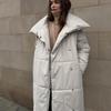 Dámské podzimní zimní nadměrné teplé bundy s páskem  Módní bundy Volné Jednobarevné Ležérní kabáty  Bunda vycpaná bavlnou
