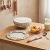 Accessoires de Rangement de Cuisine Rayés Rétro, Couvercles pour Pots à Levain, Couvercles Élastiques Réutilisables en Lin pour Bols, Couvercles Élastifiés pour Réfrigérateur, Tissu Respirant pour Aliments