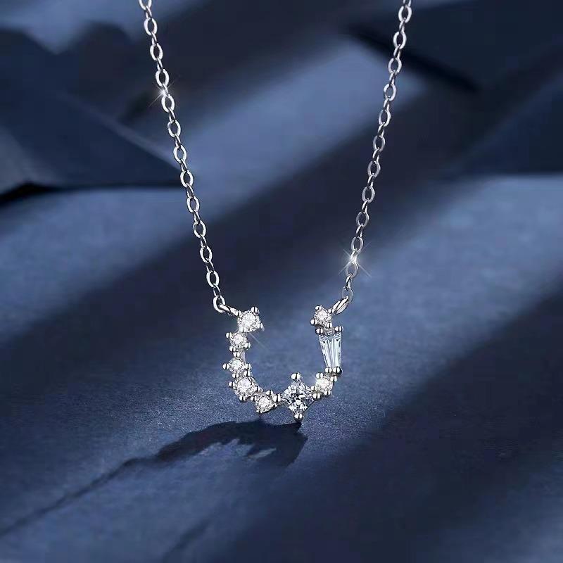 

Ожерелье из стерлингового серебра 925 пробы с маленькой подковой и бриллиантами, женская цепочка на ключицы, особый интерес, легкое роскошное ожерелье U-образной формы 925