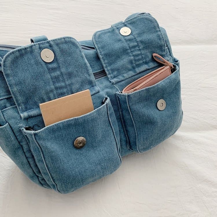 Bolso bandolera de mezclilla retro y antiguo para debajo del brazo, bandolera individual para mujer