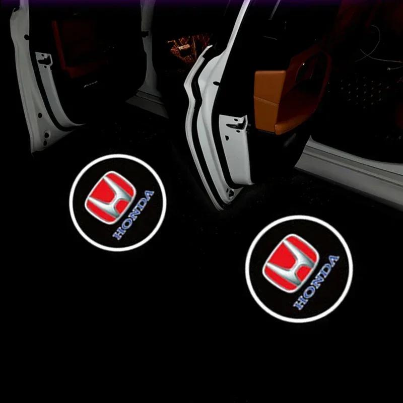 2PCS Car Door Projector Led Welcome Shadow Light for Honda Mugen Jazz Fit Accord CRZ Vezel Civic CRV Insight Crosstour H-RV NSX TP6