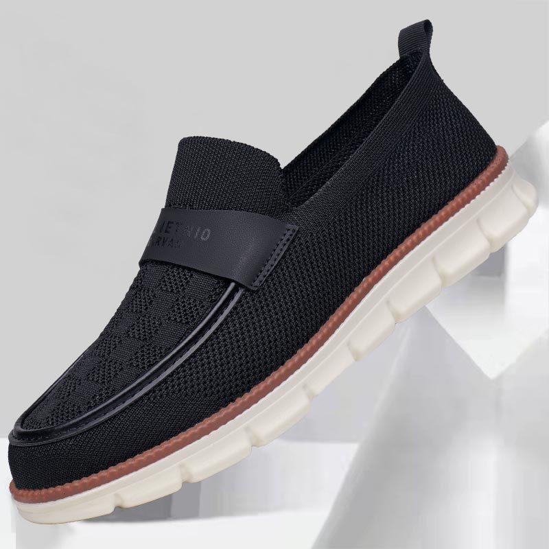 Large Size Men's Shoes Fashion Woven Surface Breathable Casual Shoes Outdoor Soft Sole Lightweight One-pedal Sports Shoes
