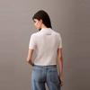 Calvin Klein Casual Striped Texture Polo Short Sleeve Knit Top Women tops White 47AB304-YAA