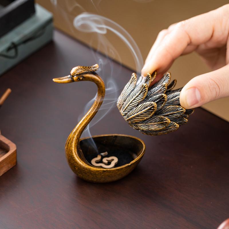 Swan Creative Incense Burner Tea Ceremony Tabletop Ornament Small Xiangyun Pear Tent Sandalwood Home Aromatherapy Burner