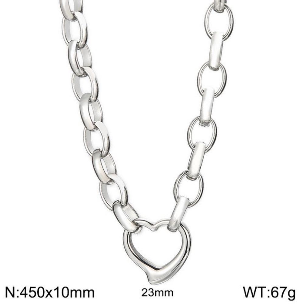 Stainless Steel Heart Necklace Polished Metal Bracelet Bangle Chain Bangle Anniversary Gift