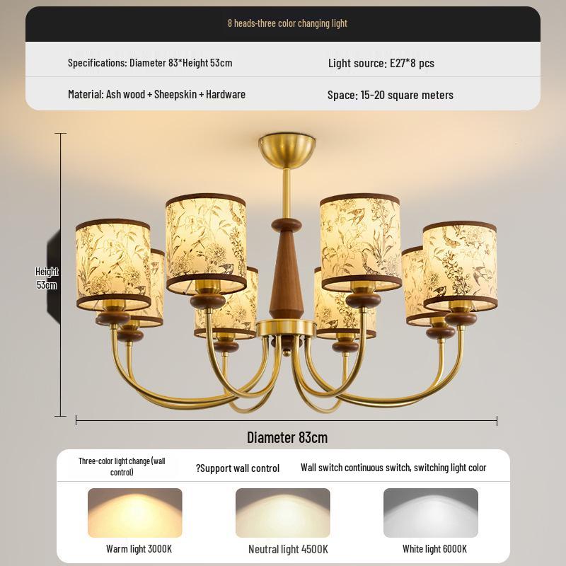 Retro American Chandelier: Versatile Living Room, Bedroom & Dining Lamp with Persimmon Design