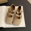 Fashion Retro Ballet Flat Belt Buckle Slip on Mary Jane Loafers for Women Daily Square Toe Comfort Soft Sole Leather Shoes Zapatos Mujer