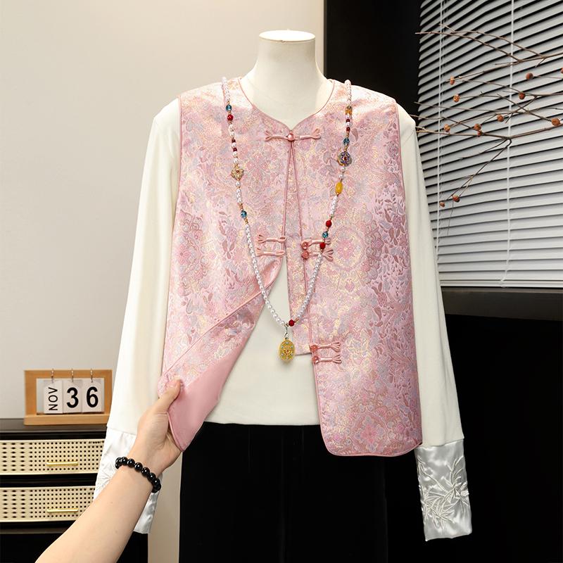 

Spring & Autumn Mid-Aged Women s Sleeveless Cardigan Vest XL (suggested 90-110 jin) рожевий