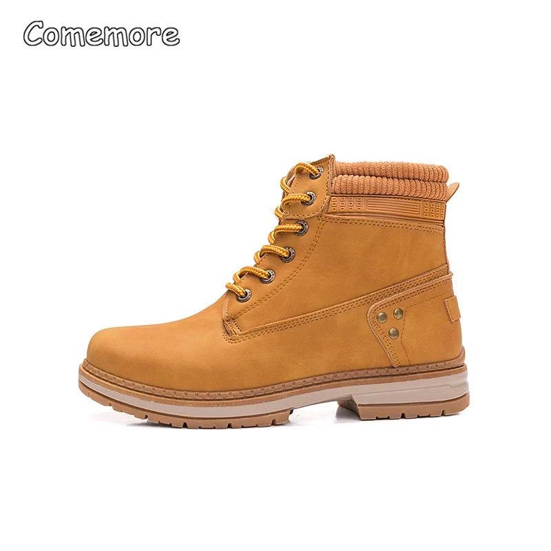 Fashion Comemore Women Ankle Boots Low Platform Short Boot Lace-Up Ladies Black Shoes Winter Woman 2025 Low Heels Spring Autumn New 42