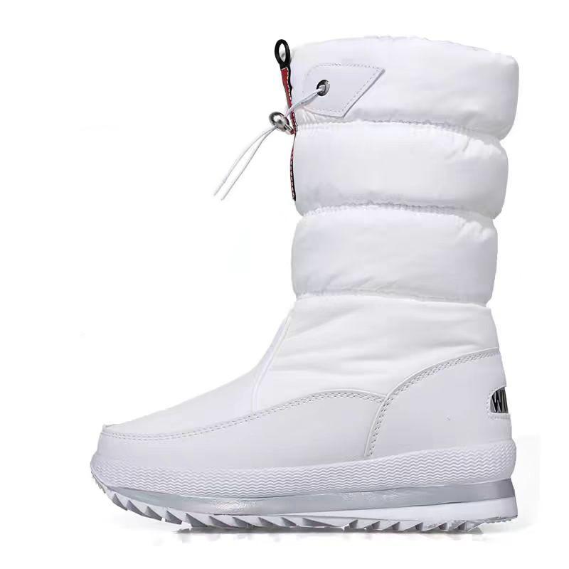 

Зимние Утепленные Теплые Женские Разноцветные Снежные Сапоги Плюс Бархат Нескользящие Высокие Женские Хлопковые Ботинки 40 белый