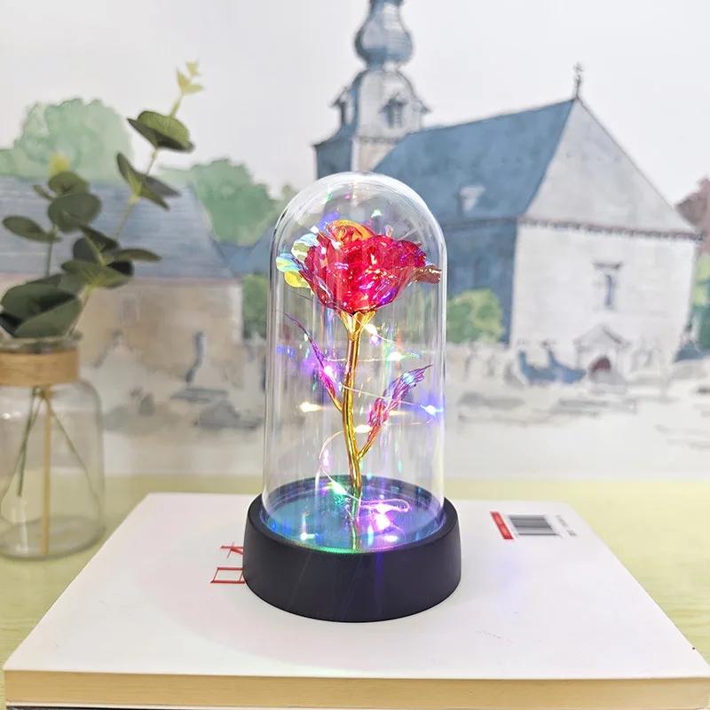1pc Hot LED Enchanted Galaxy Rose Eternal Beauty Rose With Fairy Lights in Dome for Valentine's Day Wedding Party Mother's Day