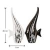 New Modern Minimalist Black and White Bubble Fish Art Figure | Beautiful Home Decor- (Set of 2 Pc), Ceramic