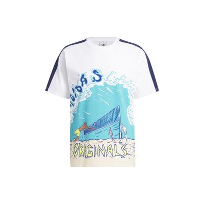 Originals Beach Sport Kunst T-Shirt Cartoon Handgezeichneter Druck Rundhalsausschnitt Kurzarm T-Shirt Herren Oberteile Weiß IN4777