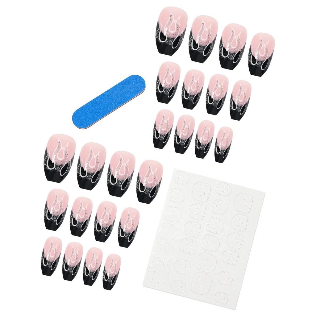 Tragen Rüstung Schwarz Glitzerpulver Flamme Nagel Nagelkunst-Aufkleber Nagel-Aufkleber Nagel-Aufkleber Falscher Nagel-Tafel Tragen Nagelkunst Fertigprodukt