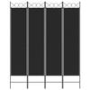 350153 vidaXL Cloison de séparation 4 panneaux Noir 160x200 cm Tissu
