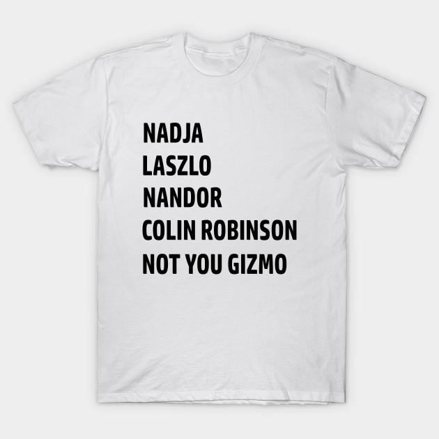 

Men Black Print T-shirt What We Do In The Shadows Names No-Cut Transfer Paper Print Cotton Tshirt 2XL білий