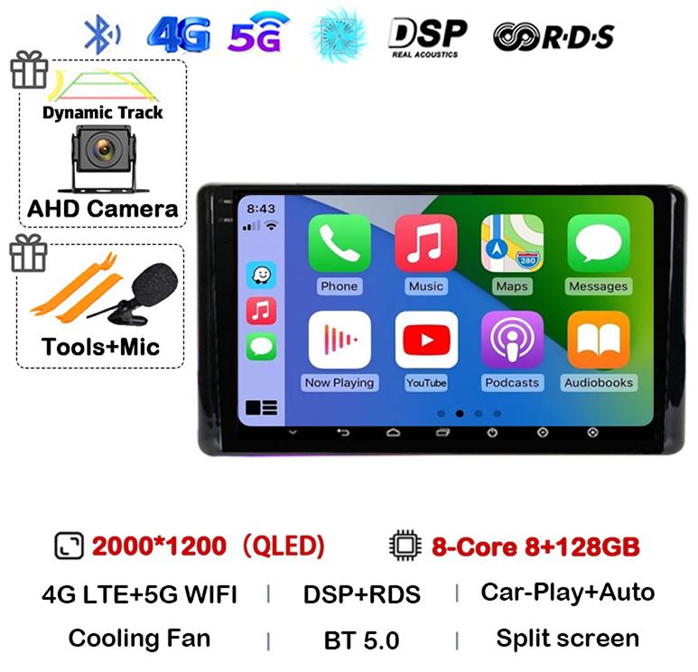 Android 14 CarPlay Auto WIFI+4G Car Radio For Toyota Raize 2020 2021 2022 Multimedia Video Player Stereo DSP GPS 360 Camera QLED