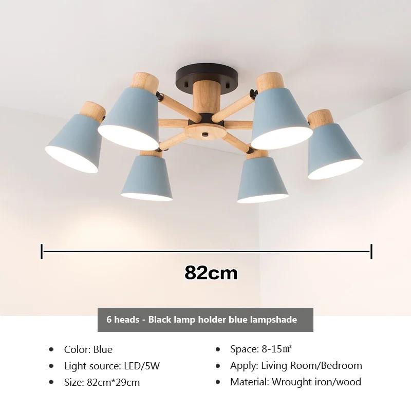 Nordic Chandelier Solid Wood Living Room E27 Bulb Ceiling Lamp For Bedroom Hotel Restaurant Modern Chandelier Lamp Decor Light