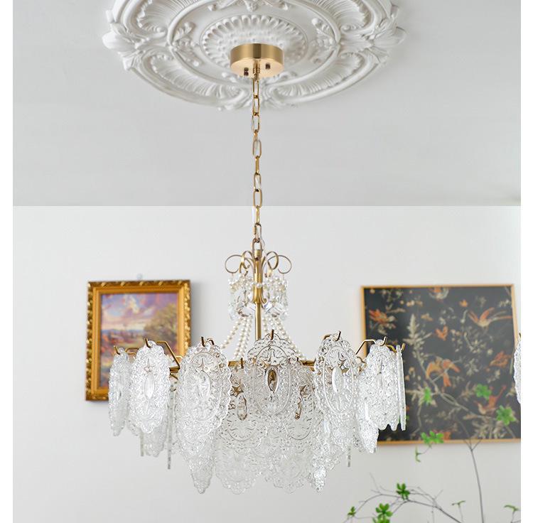 Classic Retro French Glass Crystal Chandelier for Living Room, Restaurant, or Bedroom