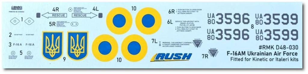Rush Model Kits Pylon for Air Force Decal for Plastic Models RSUST48001 1/48 ECIPS+ F-16A w/Ukraine Parts/Decals (Airplane)