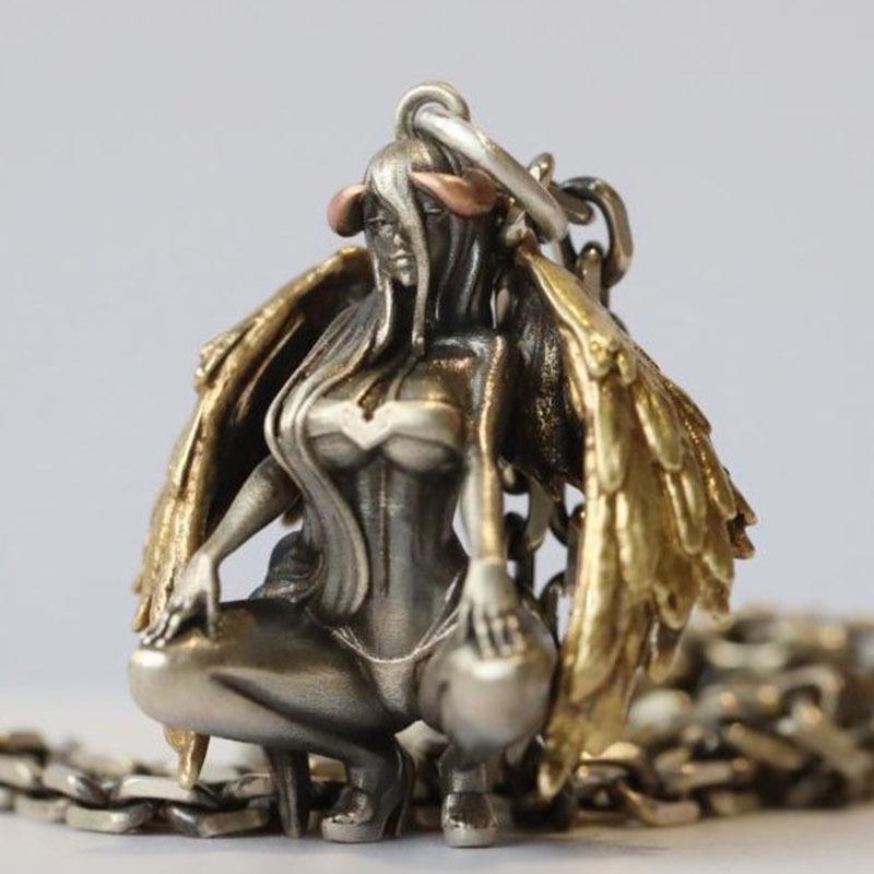Ka Yi Trendy Angel & Devil Necklace Pendant for Men and Women - Fashionable Sweater Chain