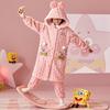 Kids Flannel Pajamas Set Boys Girls Warm Long Sleeve Top And Pants Sleepwear Winter Home Nightwear