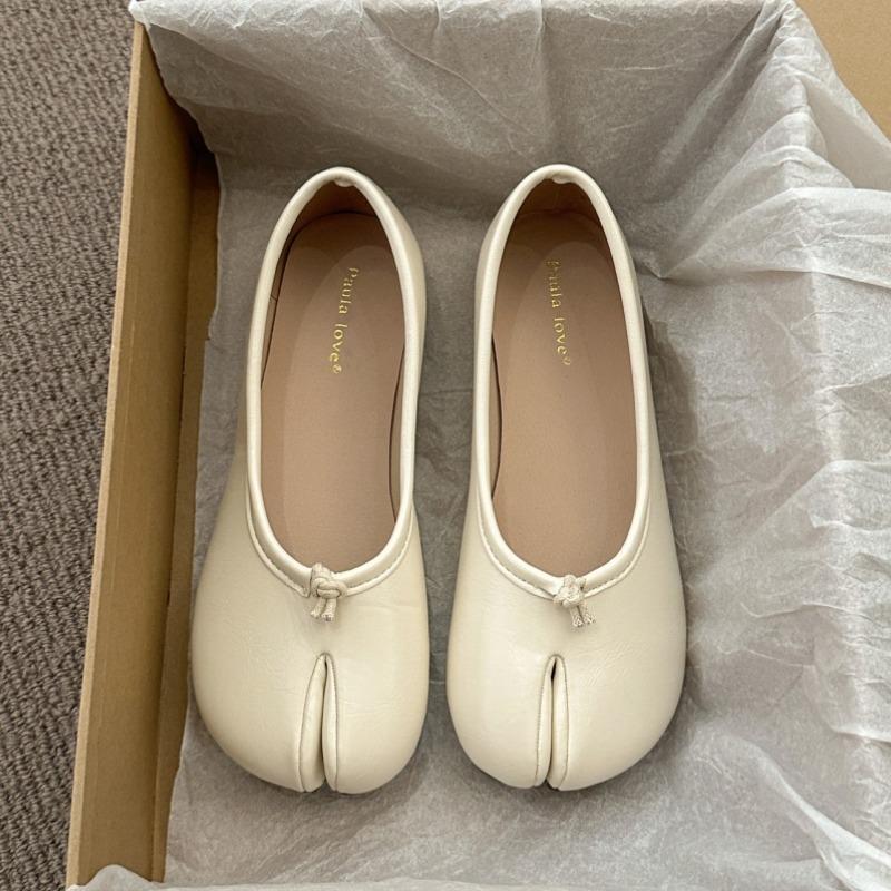 Damen Ballerinas Bequeme Loafer zum Gehen Mode Weiches Leder Gespaltene Zehen Ballettschuhe Damen Lässig Mädchen Tanzschuhe Damen